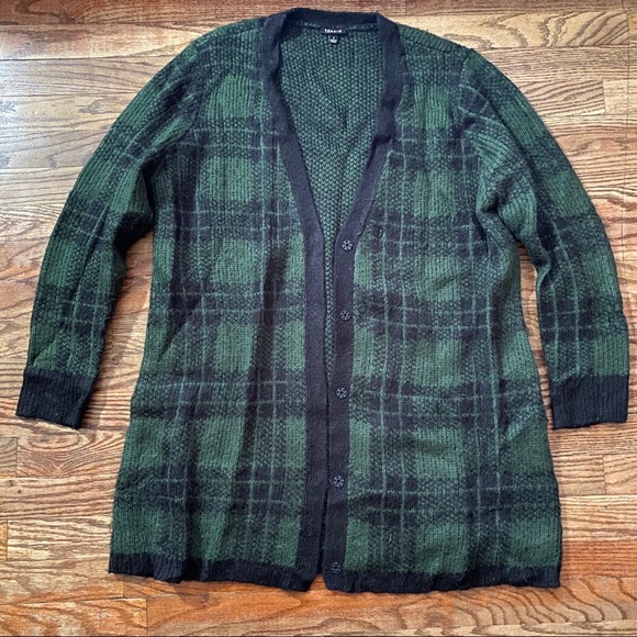 Torrid Green & Black Plaid Open Front Cardigan (1) - Picture 5 of 12